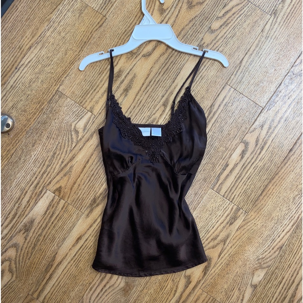 brown satin cami top